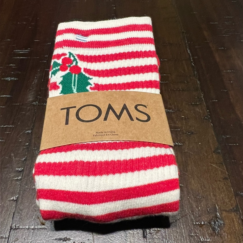 TOMS Women’s Red & White Stripe Holly Crew Socks